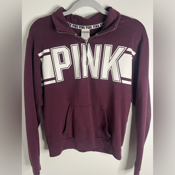 PINK Victoria's Secret Tops - PINK Women’s Victoria's Secret Maroon Women's 1/4 Zip
